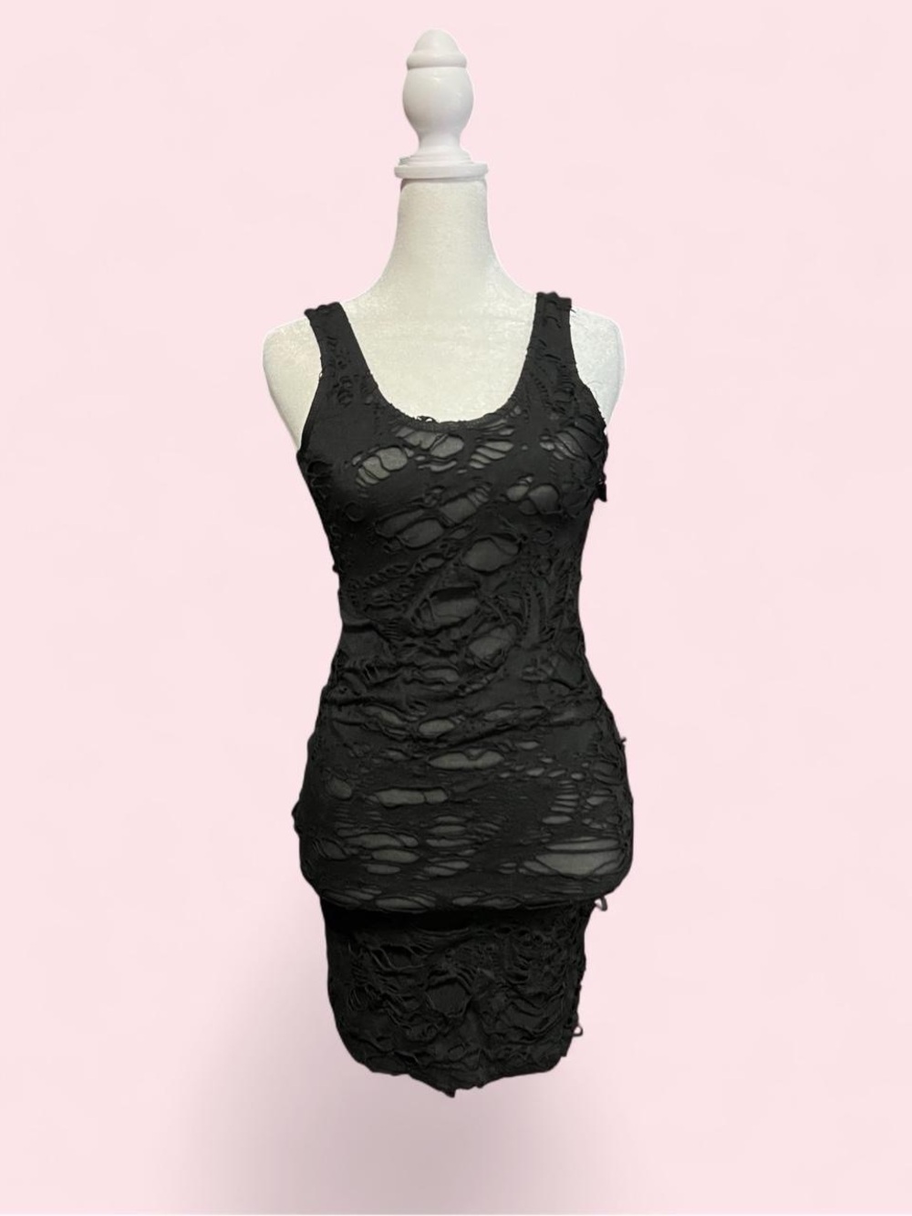 Small Black Distressed Tank Dress